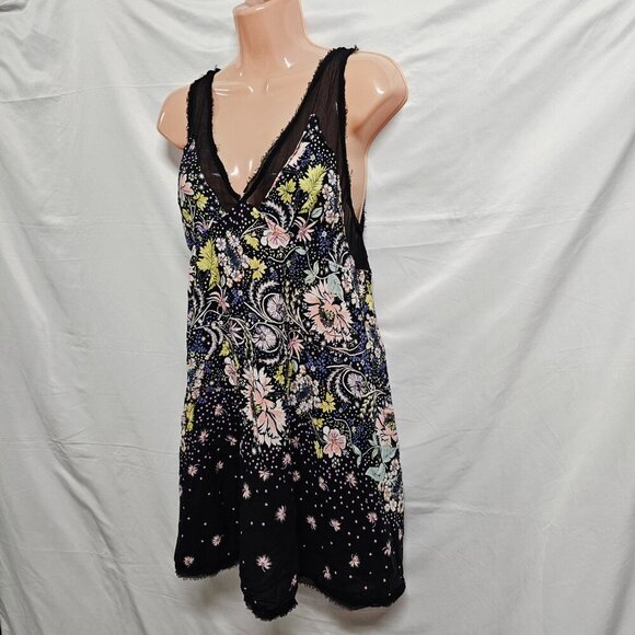 Free People Intimately Free Longwood Printed Slip Dress Size M Black - Picture 7 of 15